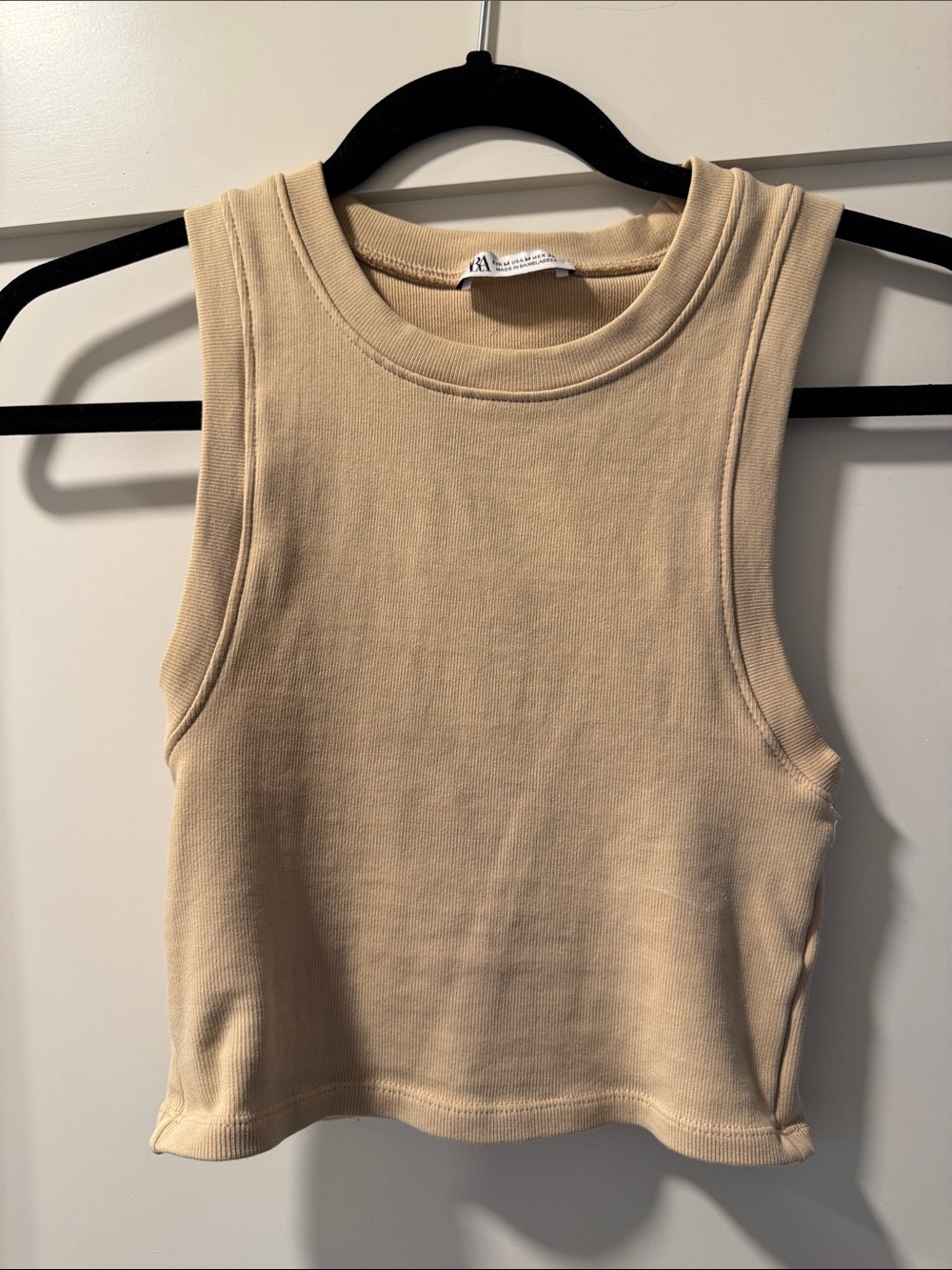 Zara Cream Ribbed Cropped Tank